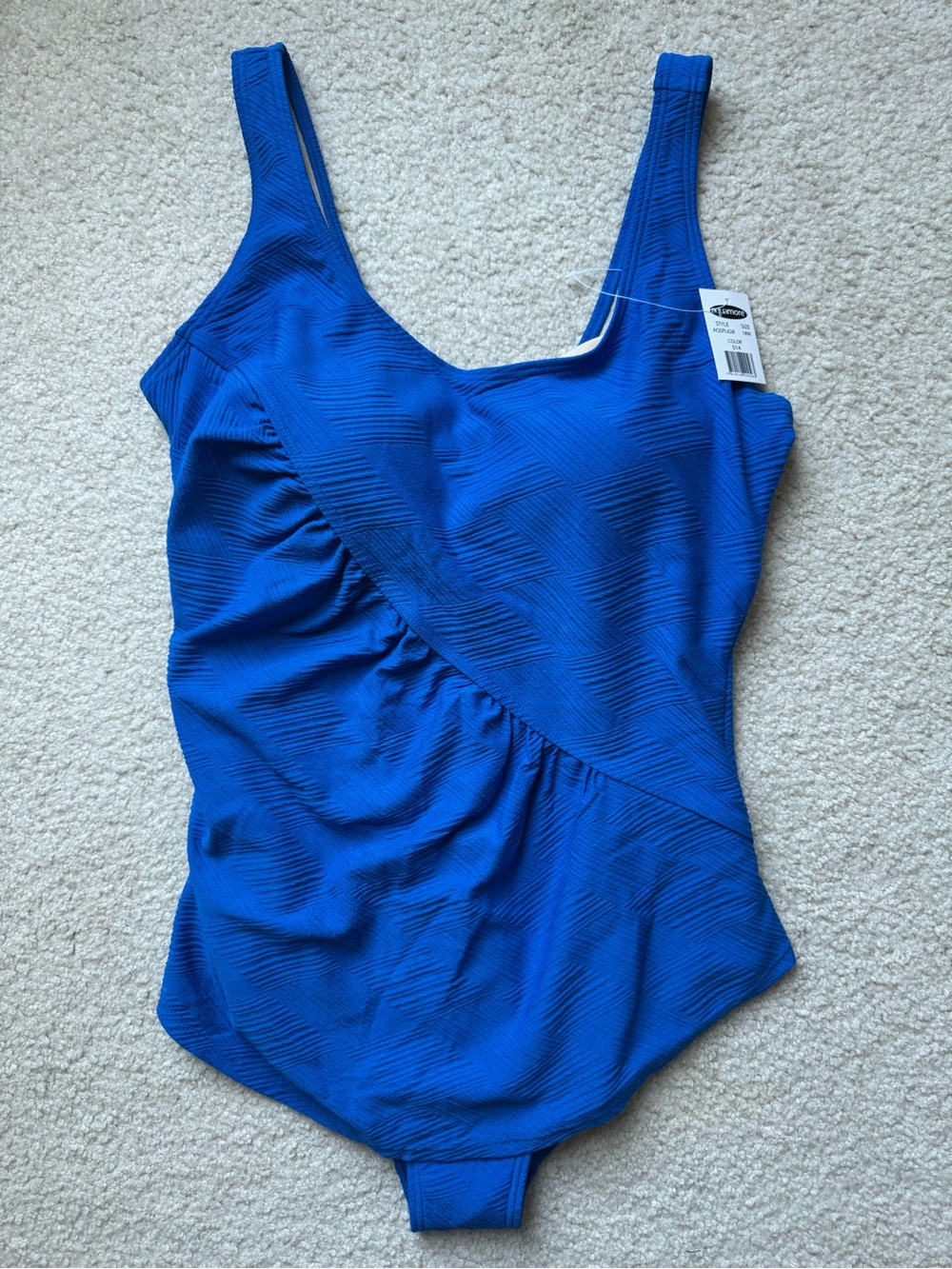 Textured Scoop-Front One-Piece Swimsuit in Cobalt Blue